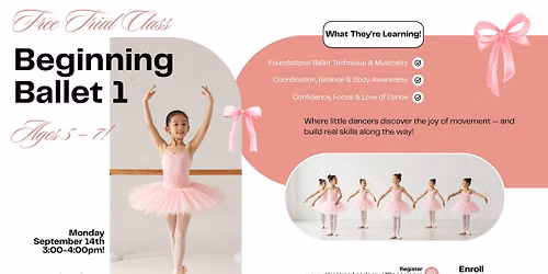Beginning Ballet for Ages 5-7 Free Trail Class